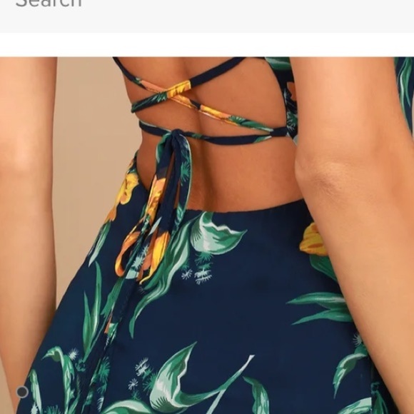 Lulu’s Adventure Seeker Navy Blue and Yellow Floral Print Maxi Dress - Picture 5 of 9